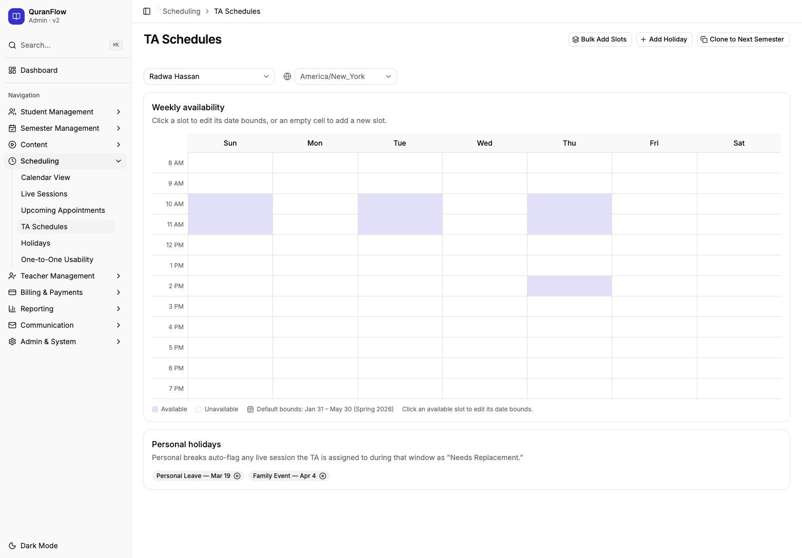 TA Schedules before